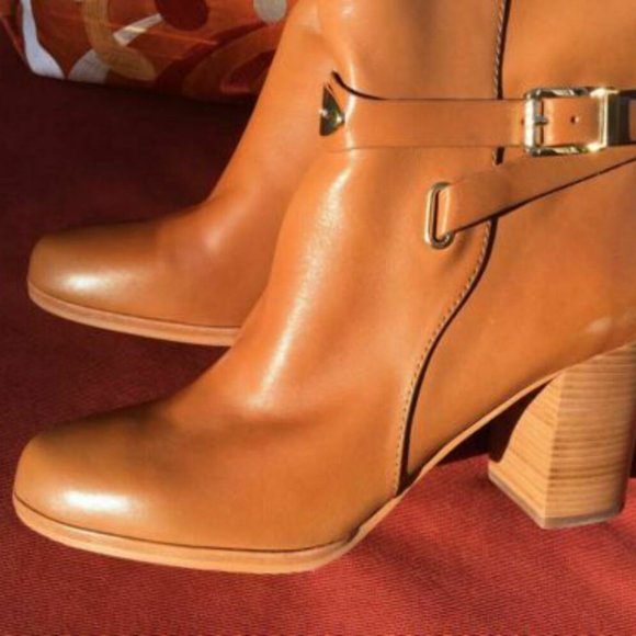 MICHAEL KORS ARLEY LUGGAGE LEATHER RIDING BOOTS - Picture 5 of 7